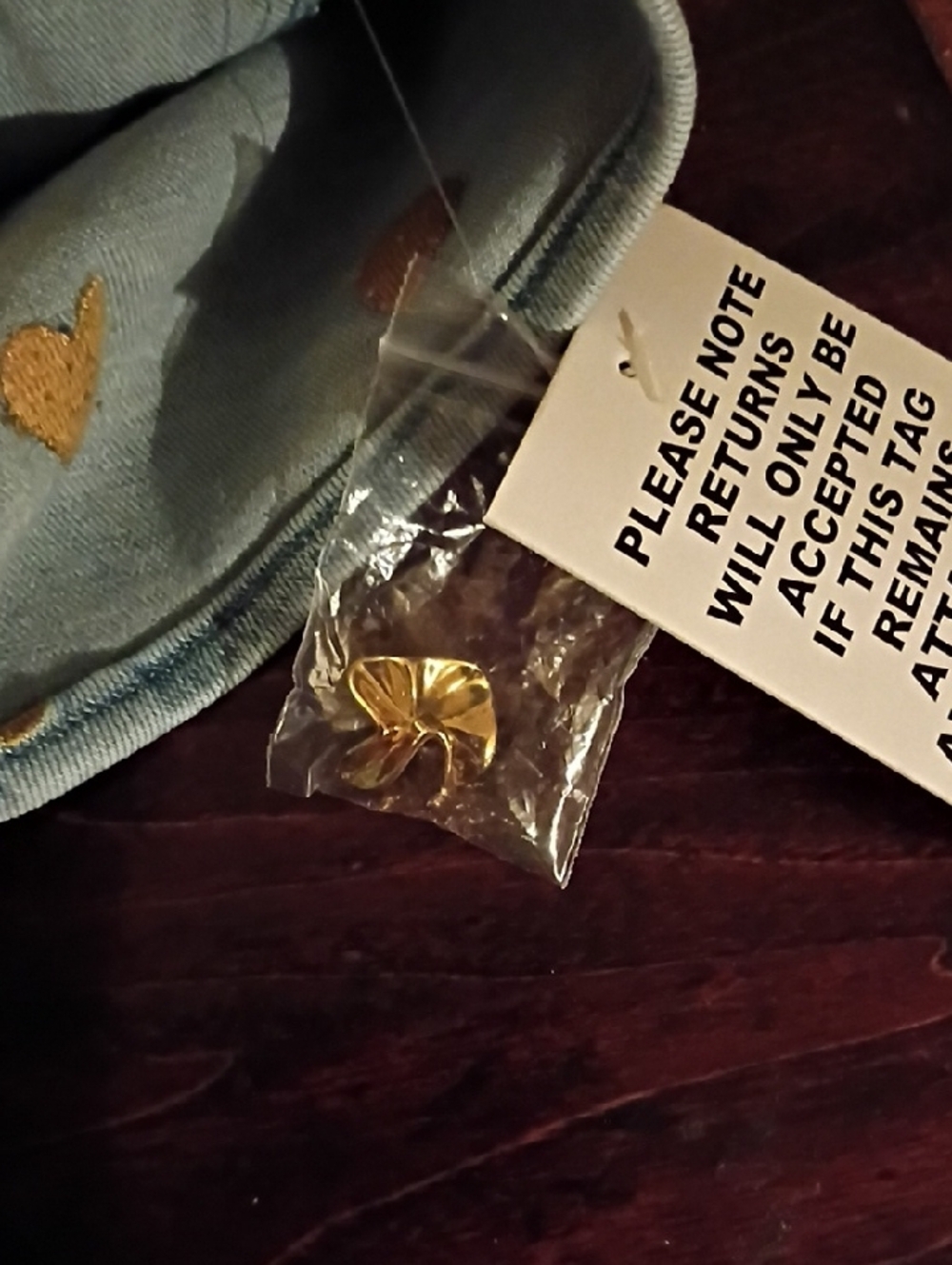 La Boheme Jean Material Button-Front Casual Dress with Gold Heart Print - Picture 5 of 6
